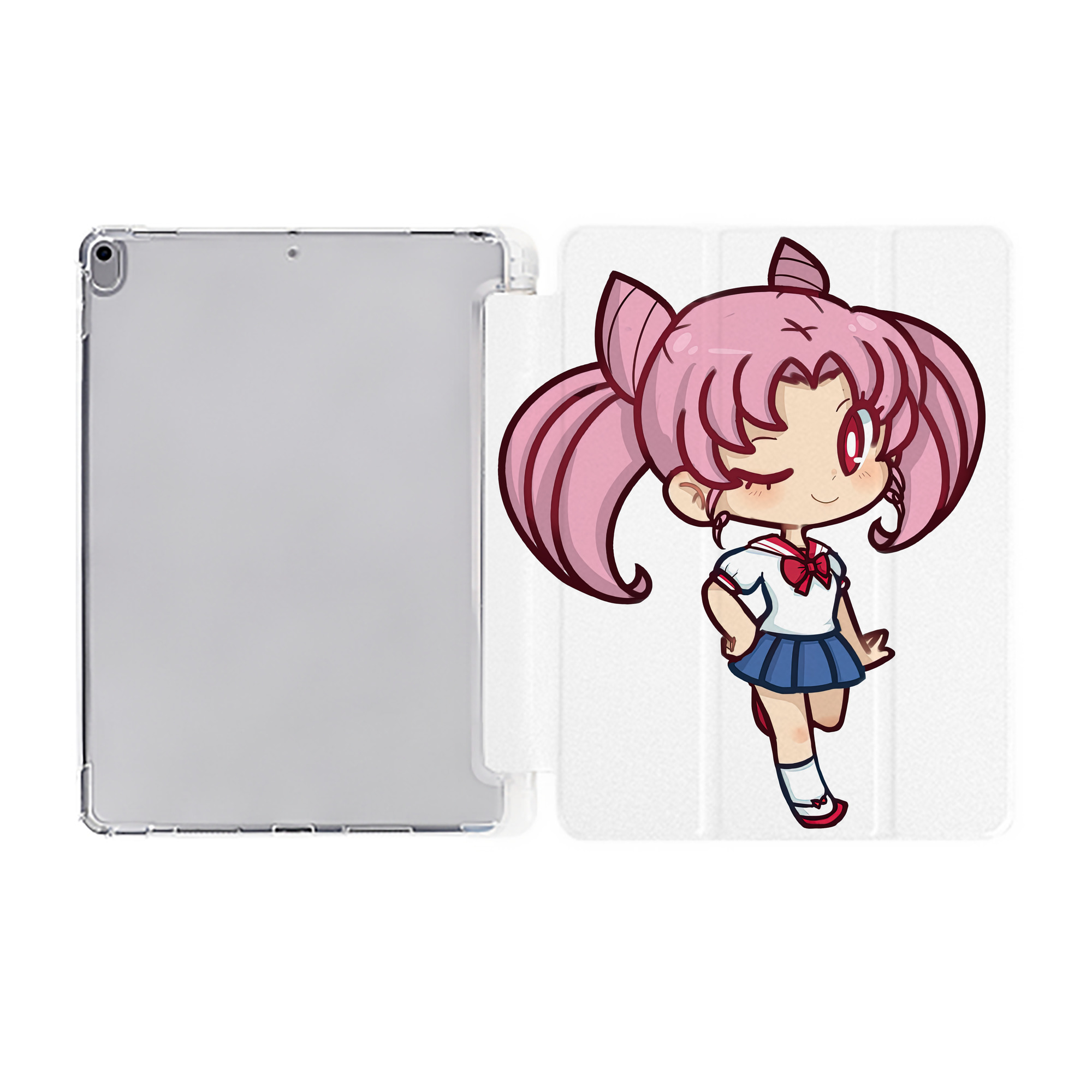 （画像用） 美少女戦士セーラームーン ちびうさ Sailor Moon Chibiusa Tsukino Usagi Small Lady Serenity IPad ケース ペン収納付き 三つ折りスタンド PUレザー×シリコン 対応機種9.5/10.5/10.9インチ